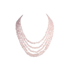 Strand Necklace Pink Rose Quartz Beads Beaded Natural 5 Line Gem Stone Gift D698